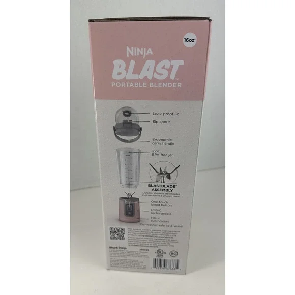 NEW Ninja Blast Portable Personal Blender Detachable Cable USB Type-C 16 oz Pink - Picture 7 of 8